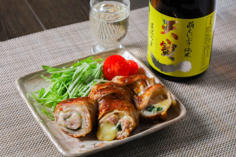 萌えいぶき直汲み生 × 豚肉大葉チーズ巻き