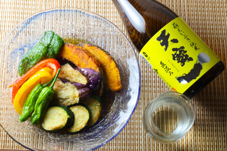 夏野菜の揚げびたし × 萌えいぶき純米直汲み