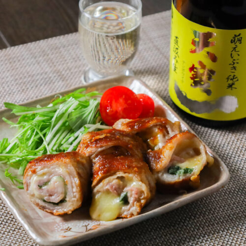 豚肉大葉巻き_萌えいぶき純米直汲み生_03